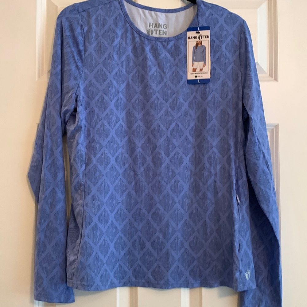 Hang Ten Womans Blue Print Rashguard size large